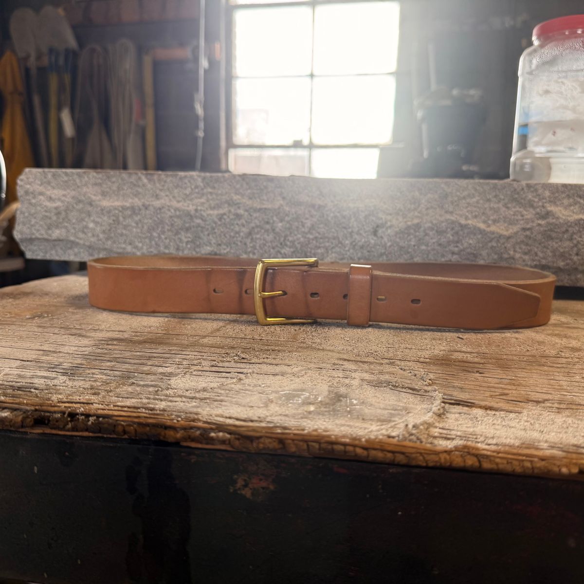 Photo by lydialove on March 5, 2026 of the Carmine Jack Leather Oak Bark Shipyard Belt in J&FJ Baker & Co Natural Bridle.