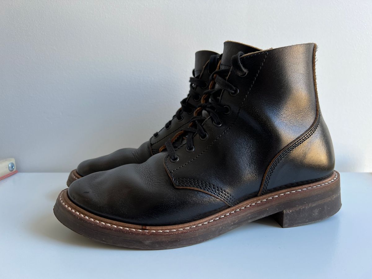 Photo by xb on February 5, 2024 of the John Lofgren M-43 Service Shoes in Shinki Black Teacore Horsebutt.