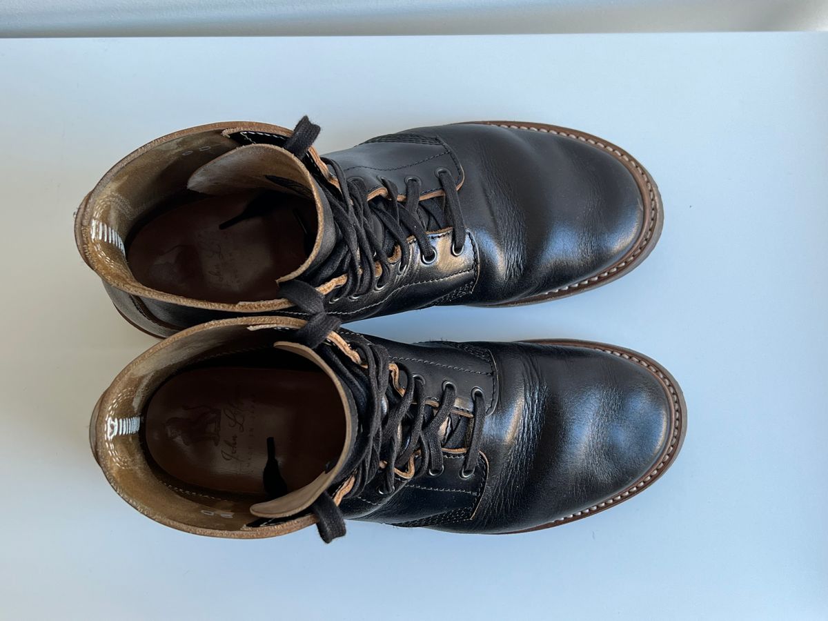 Photo by xb on February 5, 2024 of the John Lofgren M-43 Service Shoes in Shinki Black Teacore Horsebutt.