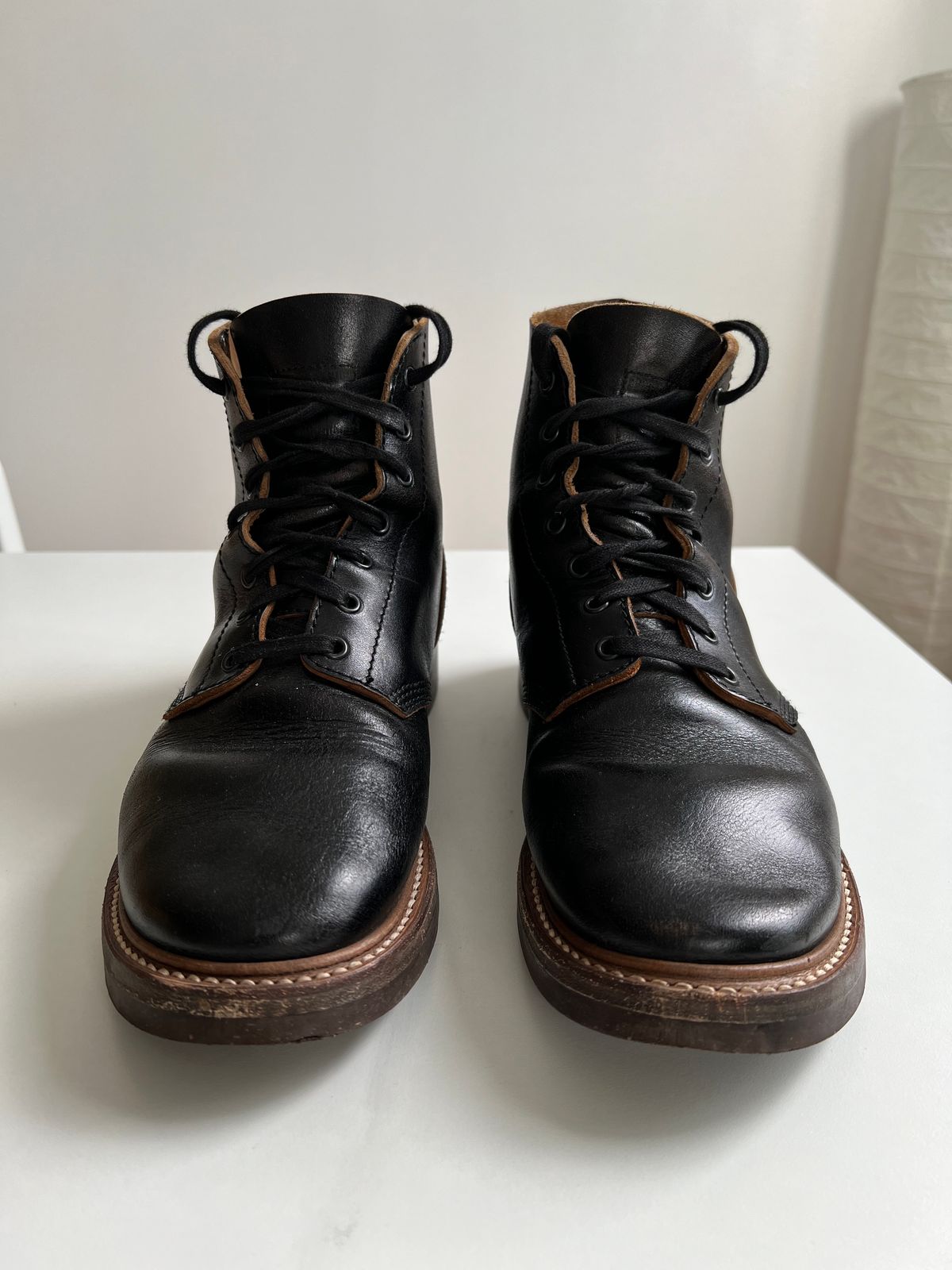 Photo by xb on April 5, 2024 of the John Lofgren M-43 Service Shoes in Shinki Black Teacore Horsebutt.