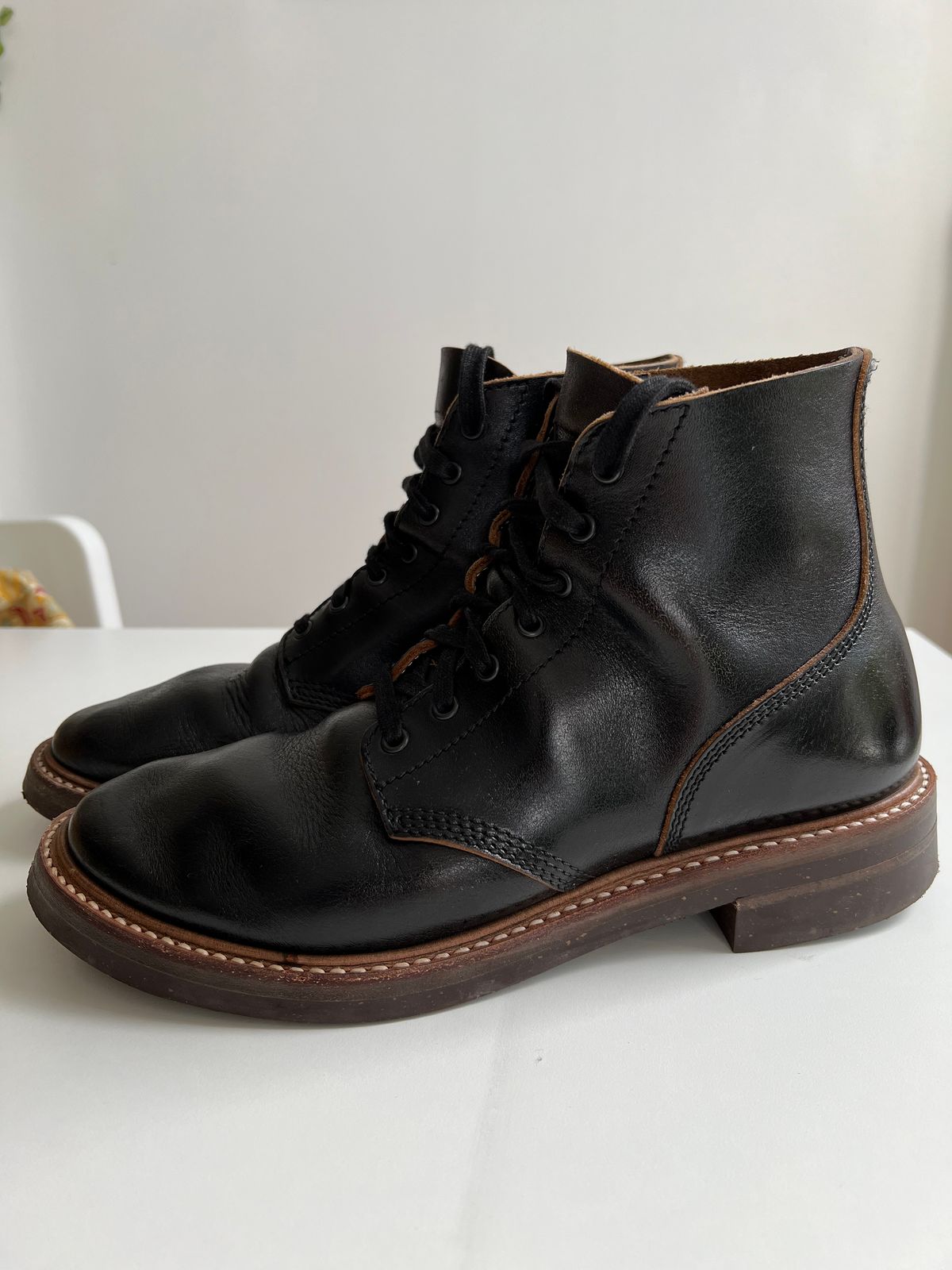Photo by xb on April 5, 2024 of the John Lofgren M-43 Service Shoes in Shinki Black Teacore Horsebutt.