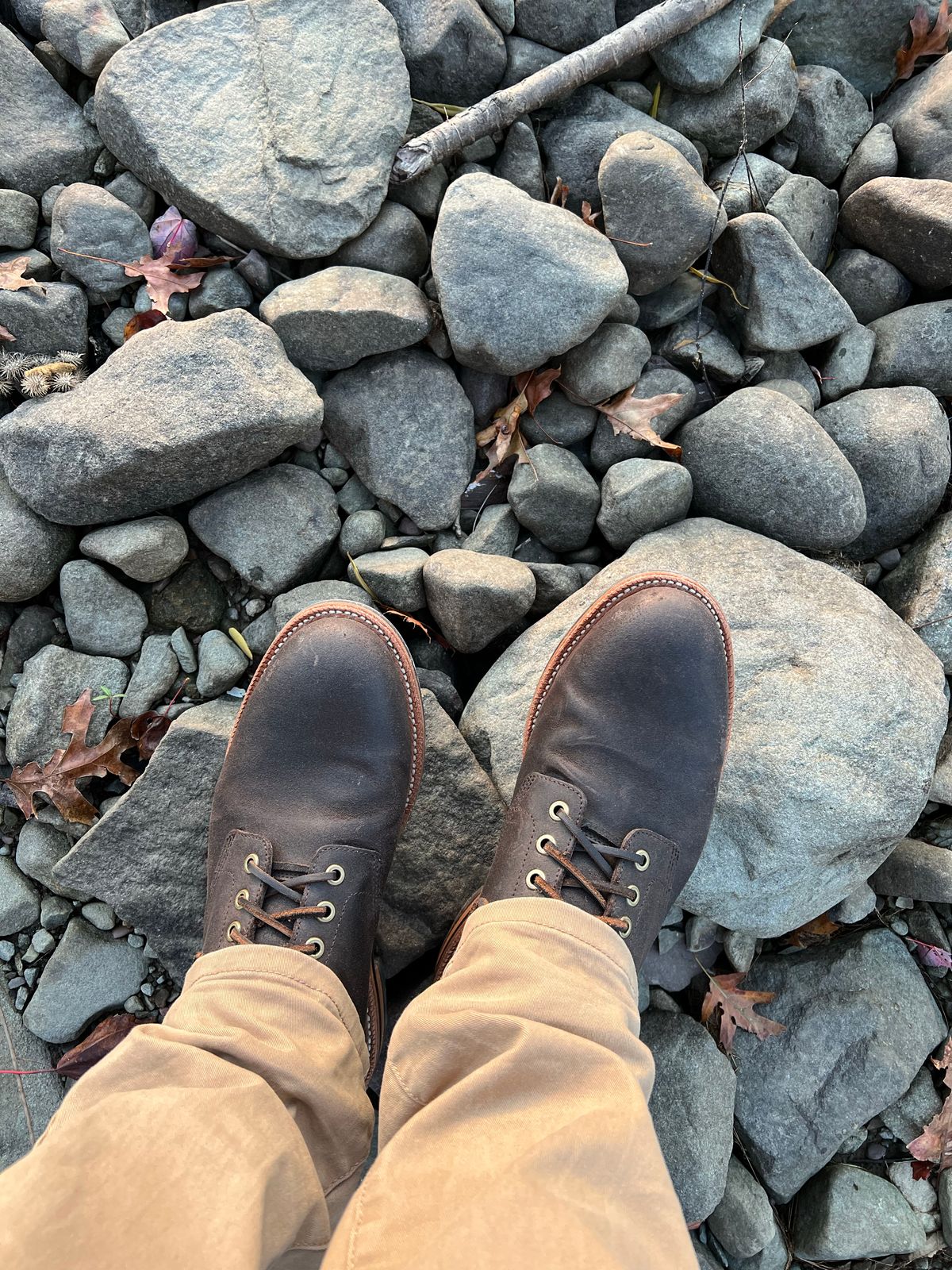 Photo by rjduma on October 15, 2022 of the Grant Stone Diesel Boot in C.F. Stead Earth Waxy Commander Suede.
