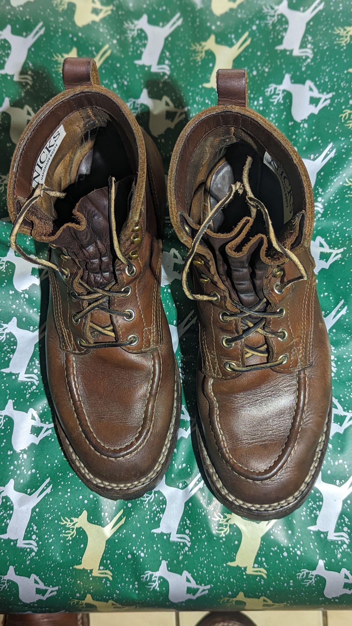 Photo by Briansbootpage on December 4, 2023 of the Nicks Moc Toe in Seidel 1964 Brown.
