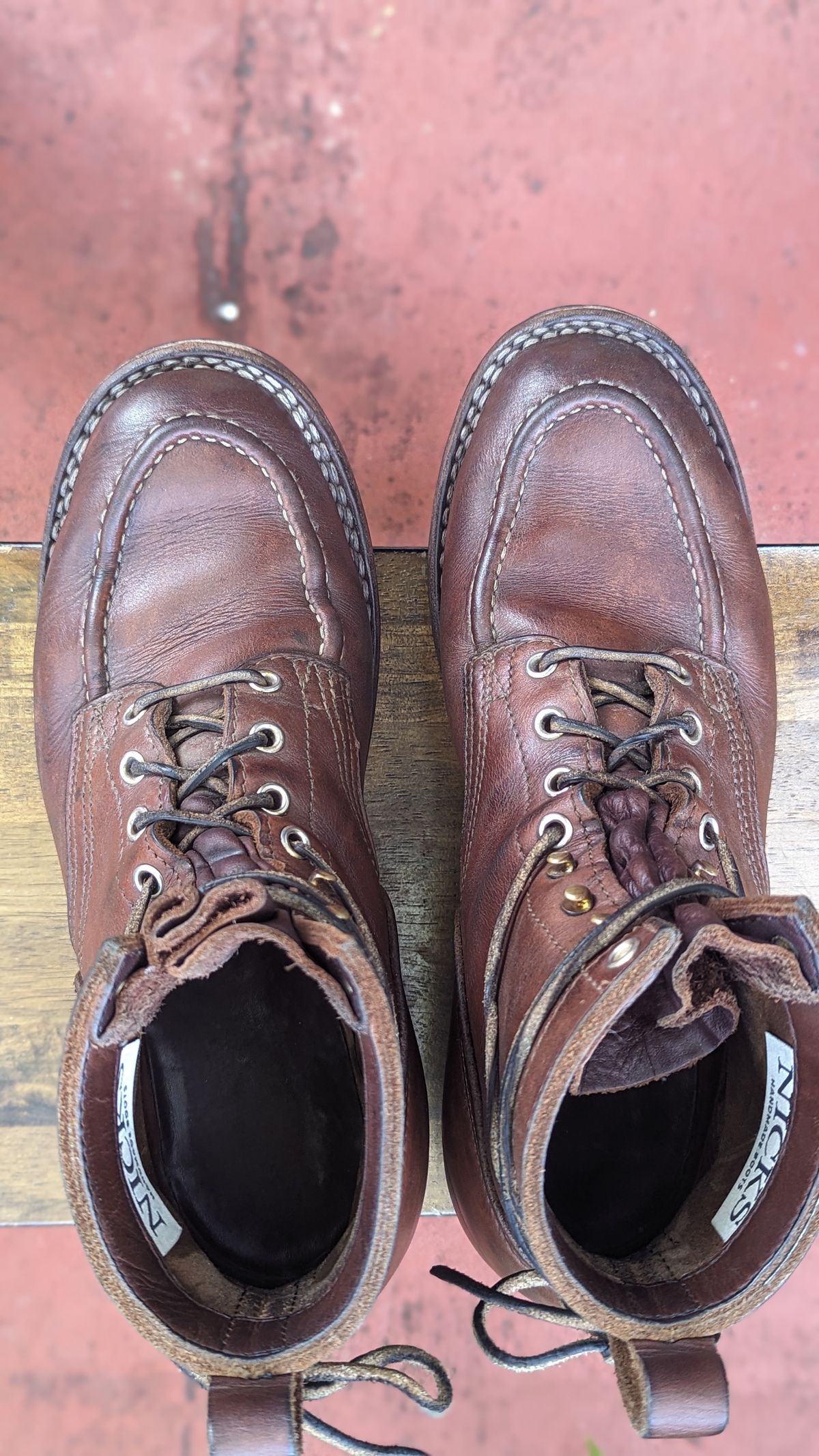Photo by Briansbootpage on January 2, 2024 of the Nicks Moc Toe in Seidel 1964 Brown.