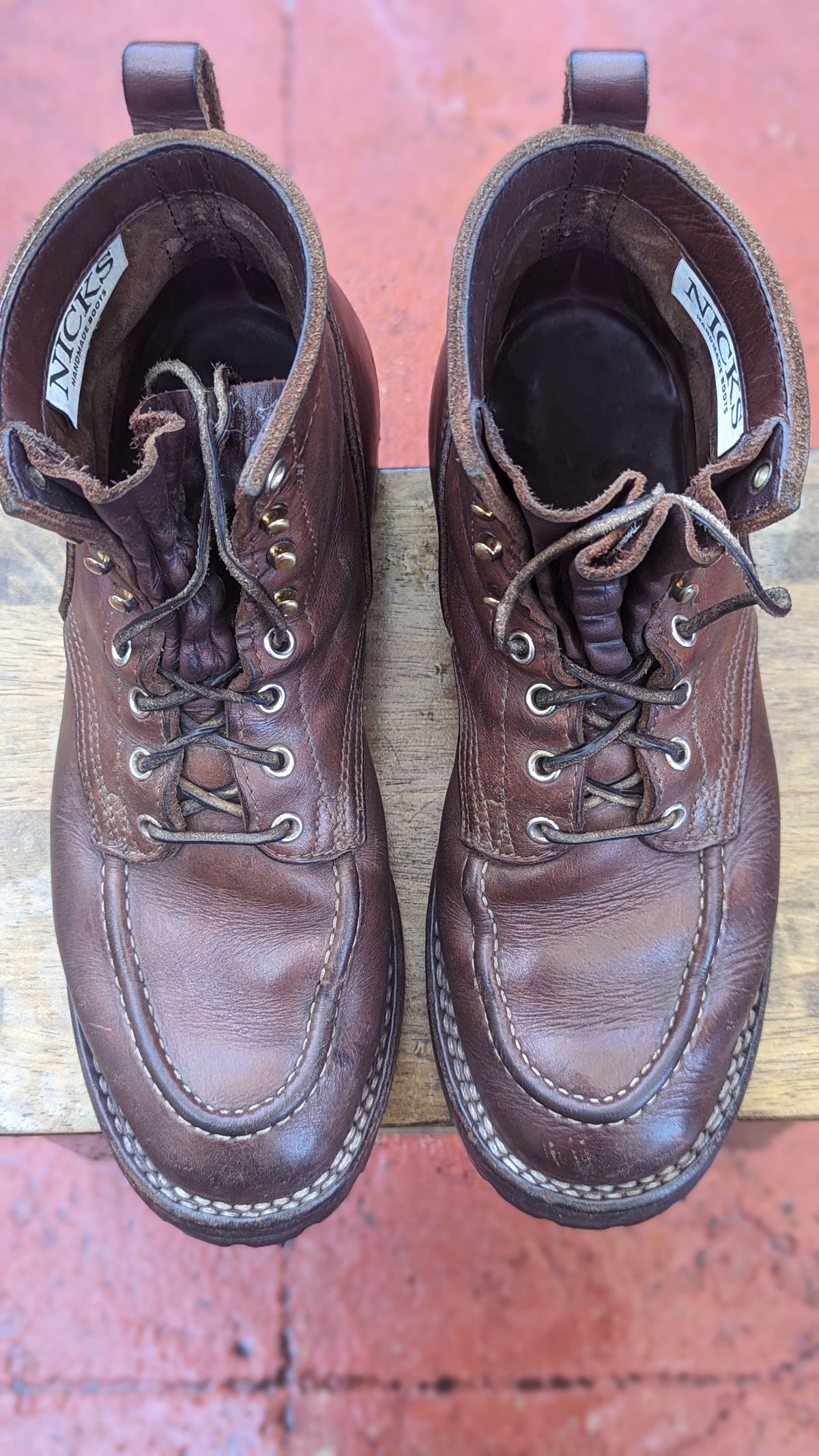 Photo by Briansbootpage on February 4, 2024 of the Nicks Moc Toe in Seidel 1964 Brown.