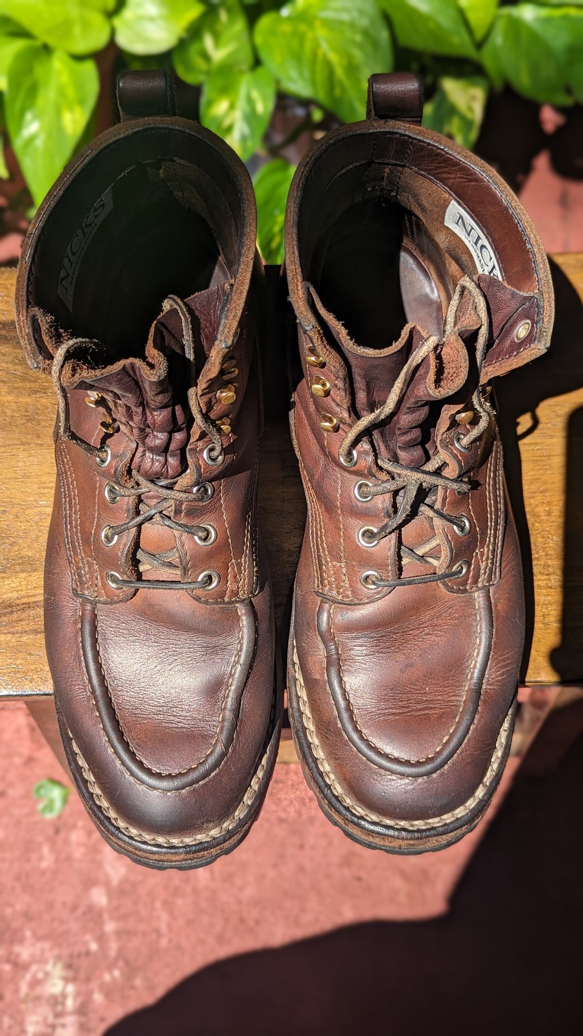 Photo by Briansbootpage on April 5, 2024 of the Nicks Moc Toe in Seidel 1964 Brown.