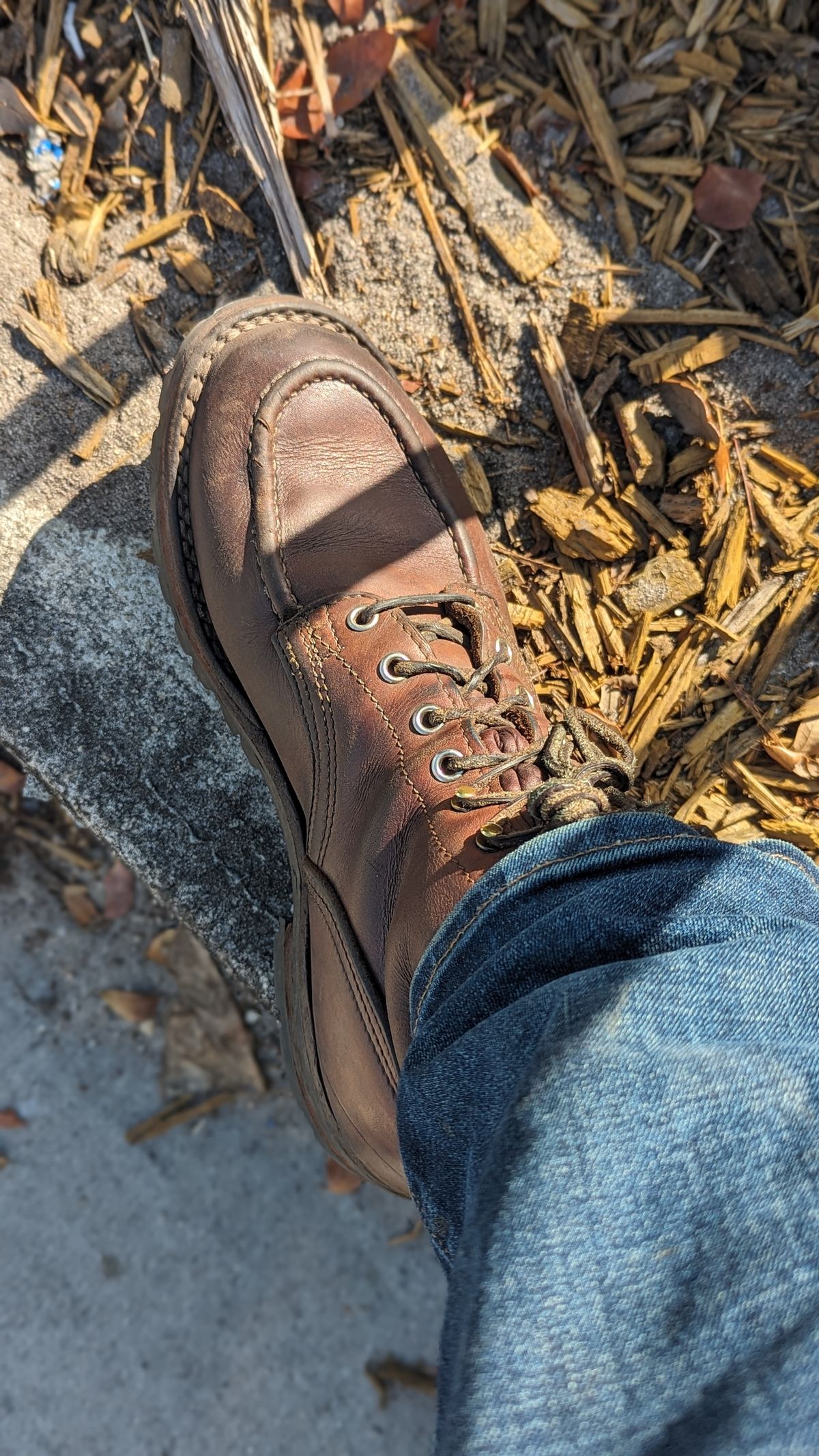 Photo by Briansbootpage on April 18, 2024 of the Nicks Moc Toe in Seidel 1964 Brown.