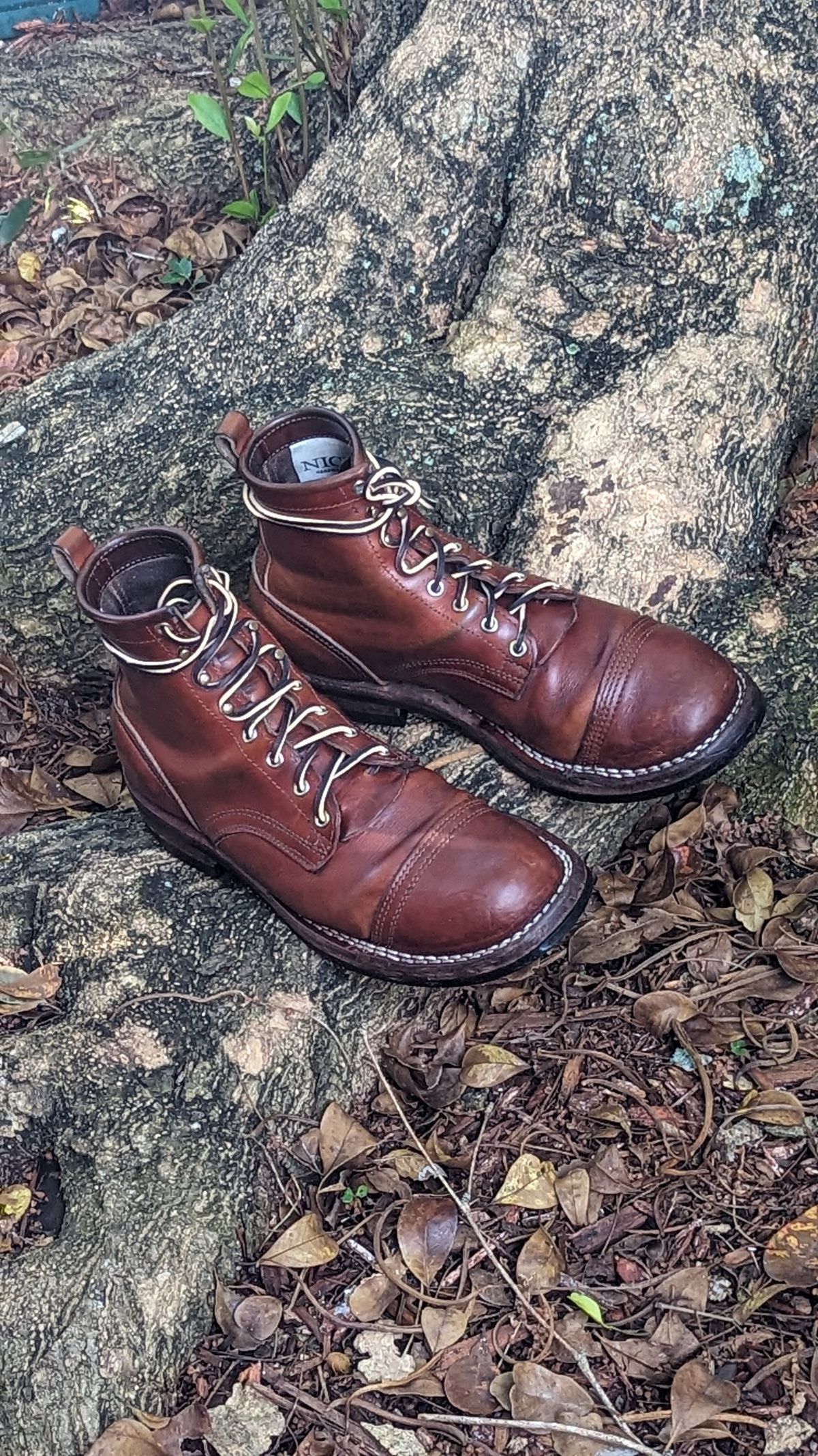 Photo by Briansbootpage on August 25, 2023 of the Nicks Lace Up Heritage in Wickett & Craig Tan Oiled Latigo.