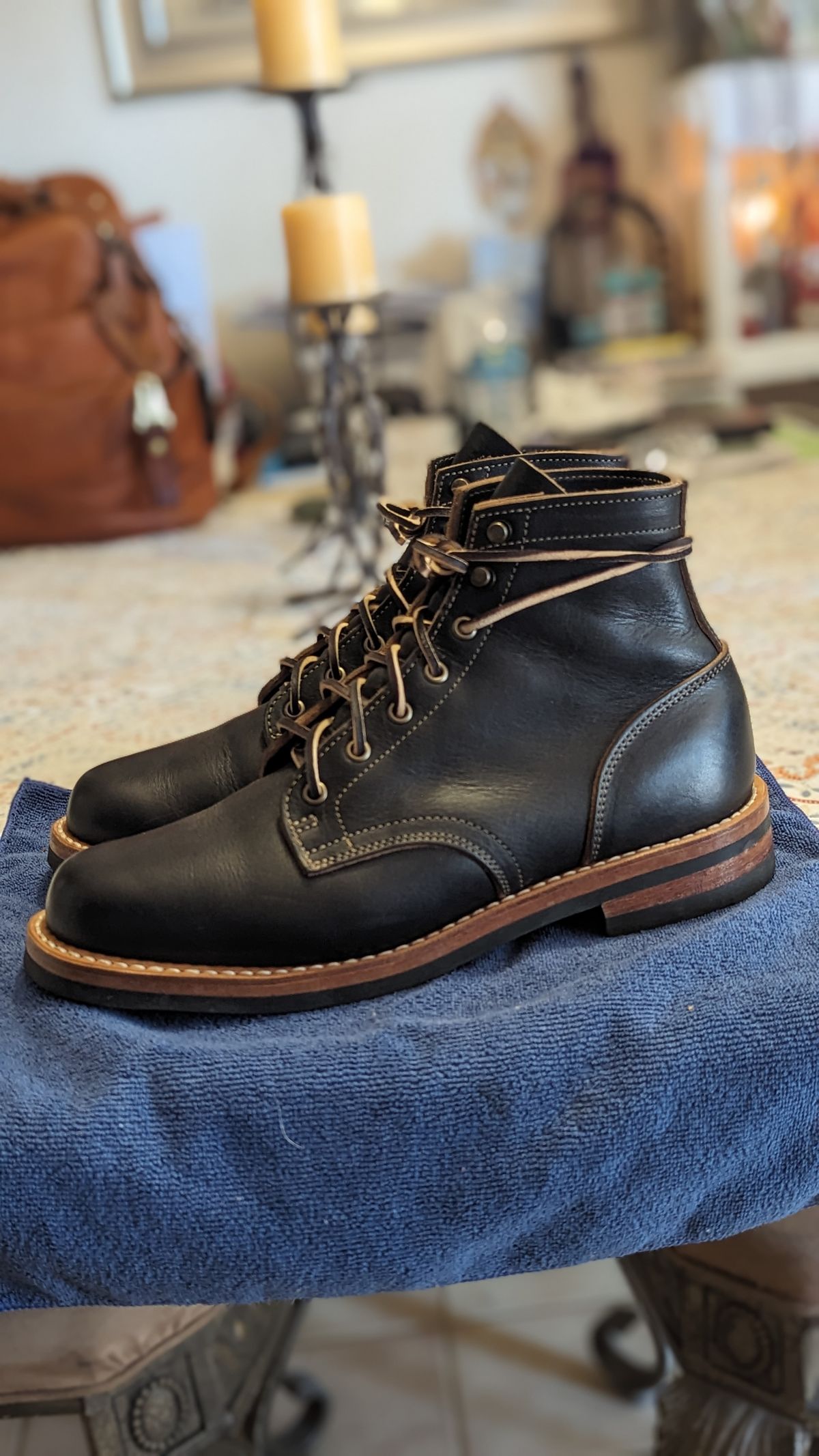 Photo by Briansbootpage on October 1, 2023 of the Truman Service Boot in Black Teacore.