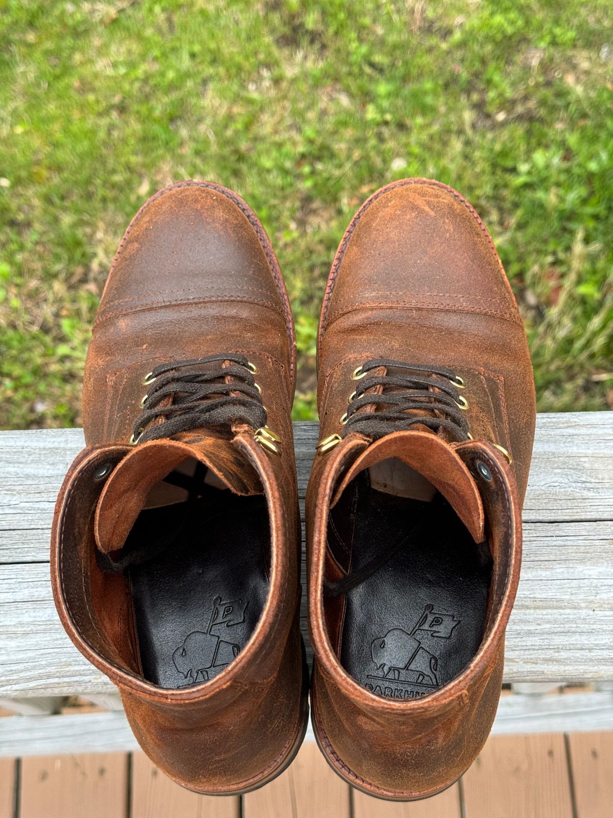 Photo by P2K on May 6, 2024 of the Parkhurst The Richmond in C.F. Stead Rust Waxy Commander Suede.