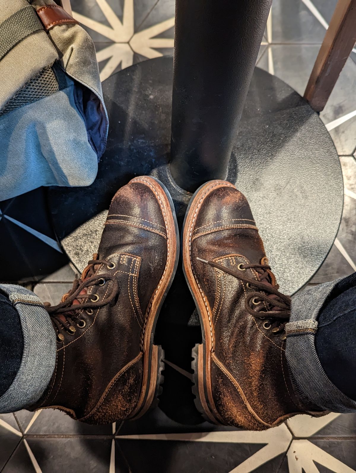 Photo by vpaladino on March 2, 2023 of the Truman Unlisted Model in Horween Java Waxed Flesh.