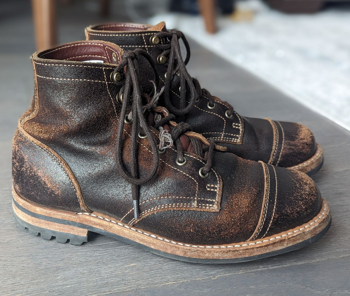 Photo by vpaladino on April 5, 2023 of the Truman Unlisted Model in Horween Java Waxed Flesh.