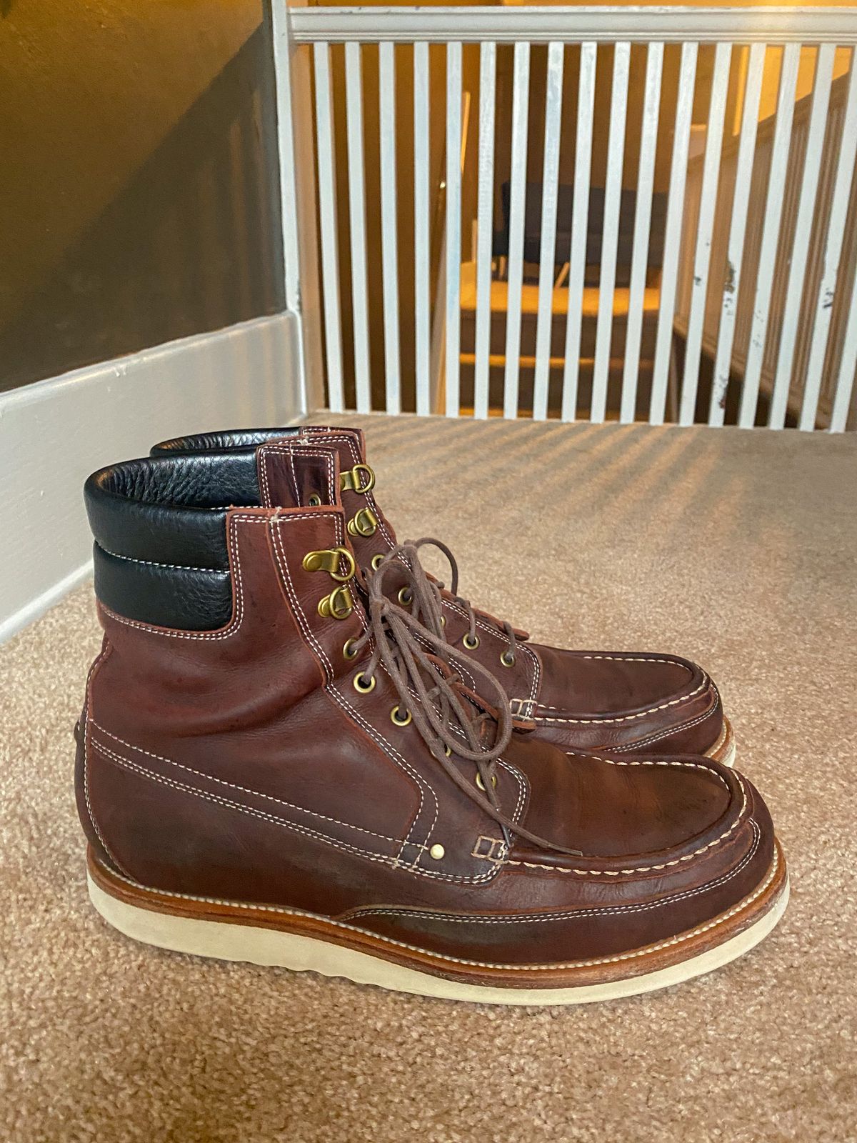 Photo by evknee on January 5, 2023 of the Grant Stone Field Boot in C.F. Stead Dark Burgundy Classic Kudu.