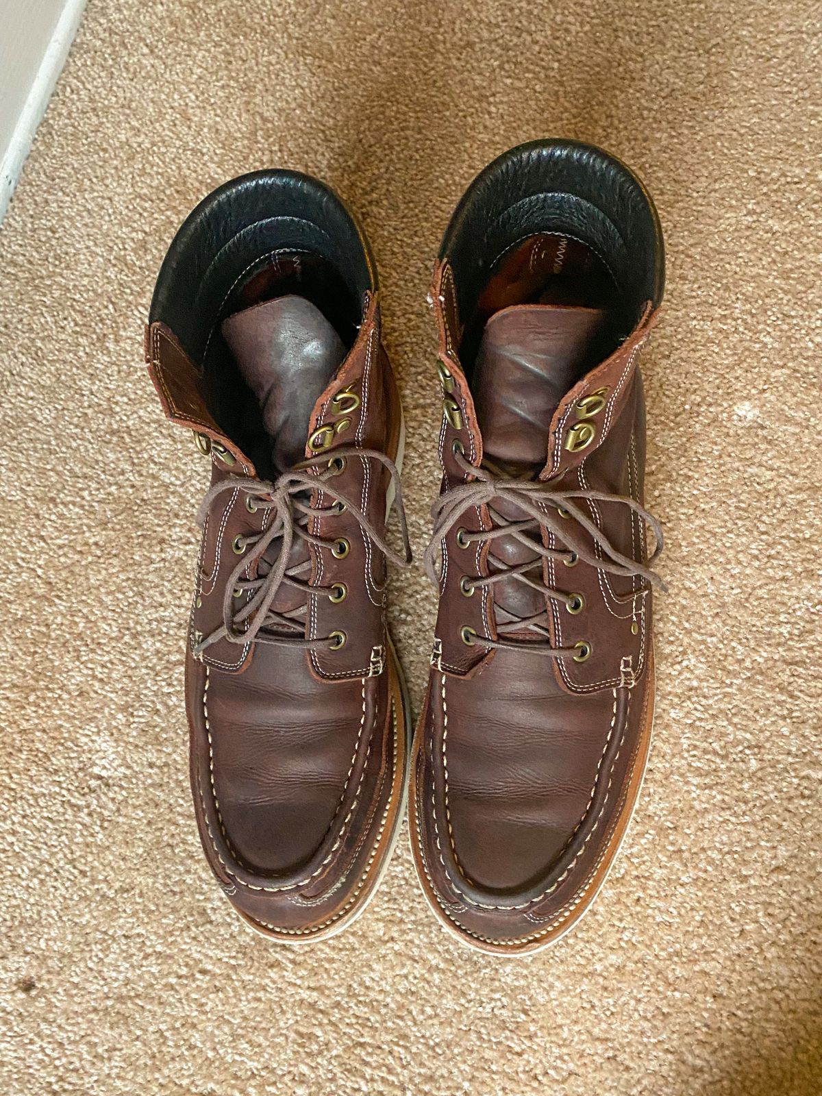 Photo by evknee on January 5, 2023 of the Grant Stone Field Boot in C.F. Stead Dark Burgundy Classic Kudu.