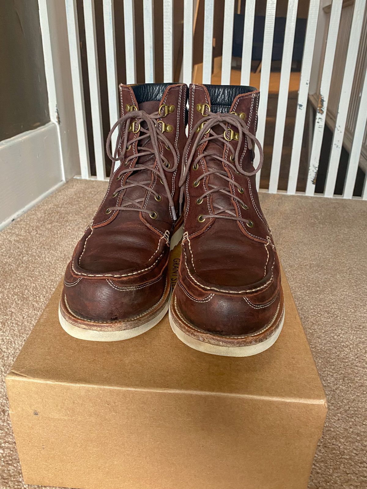 Photo by evknee on February 5, 2023 of the Grant Stone Field Boot in C.F. Stead Dark Burgundy Classic Kudu.