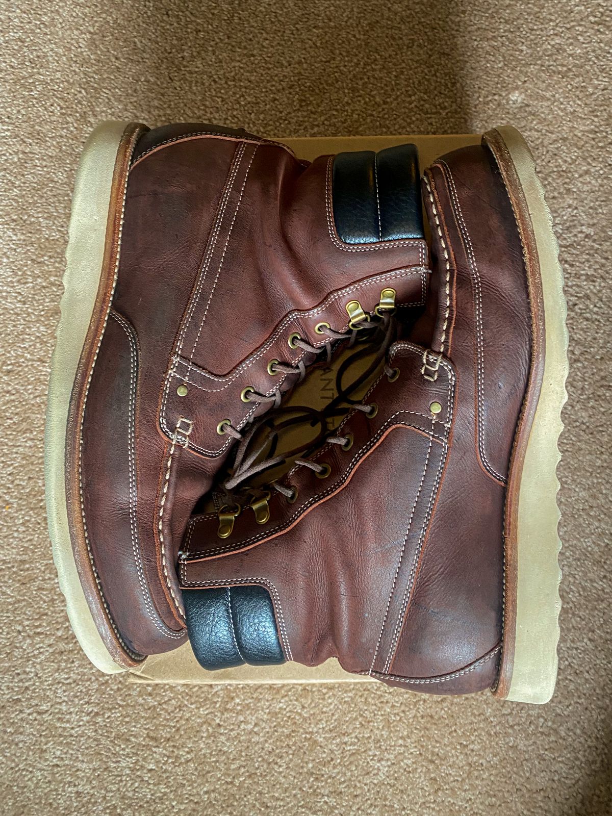 Photo by evknee on February 5, 2023 of the Grant Stone Field Boot in C.F. Stead Dark Burgundy Classic Kudu.