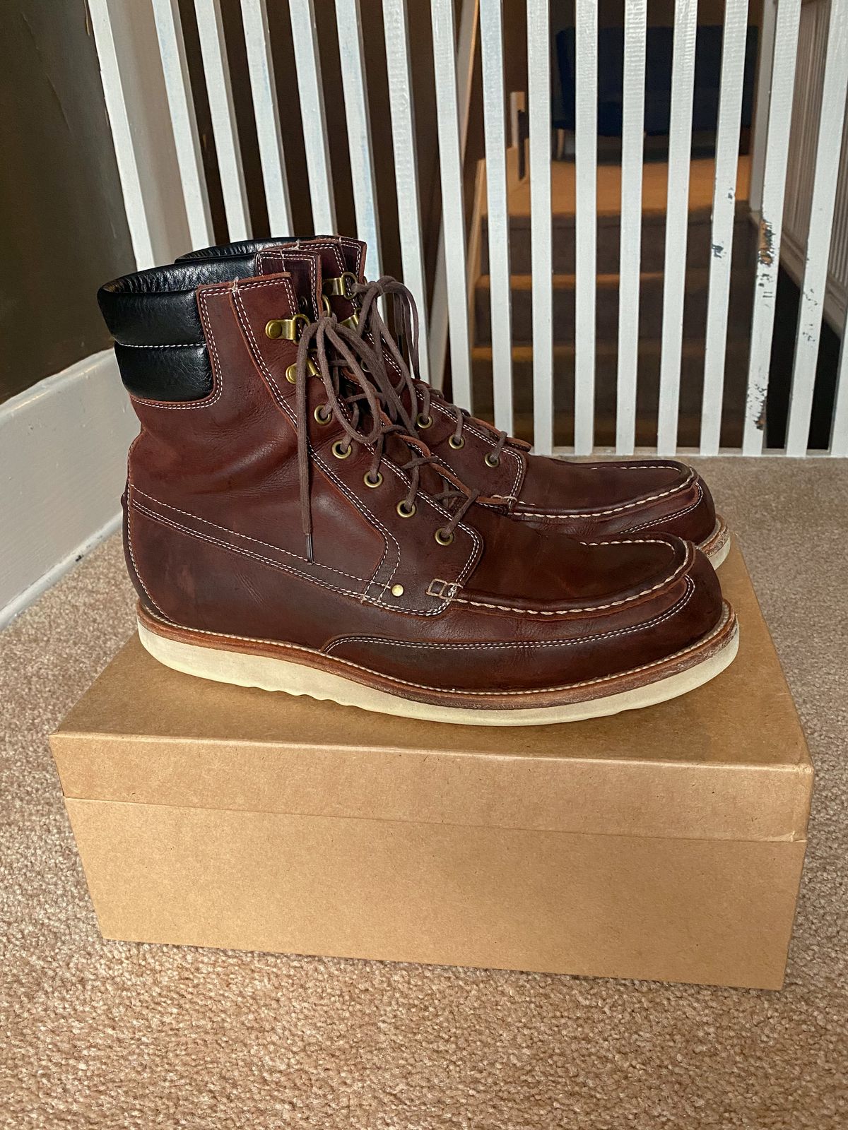 Photo by evknee on February 5, 2023 of the Grant Stone Field Boot in C.F. Stead Dark Burgundy Classic Kudu.