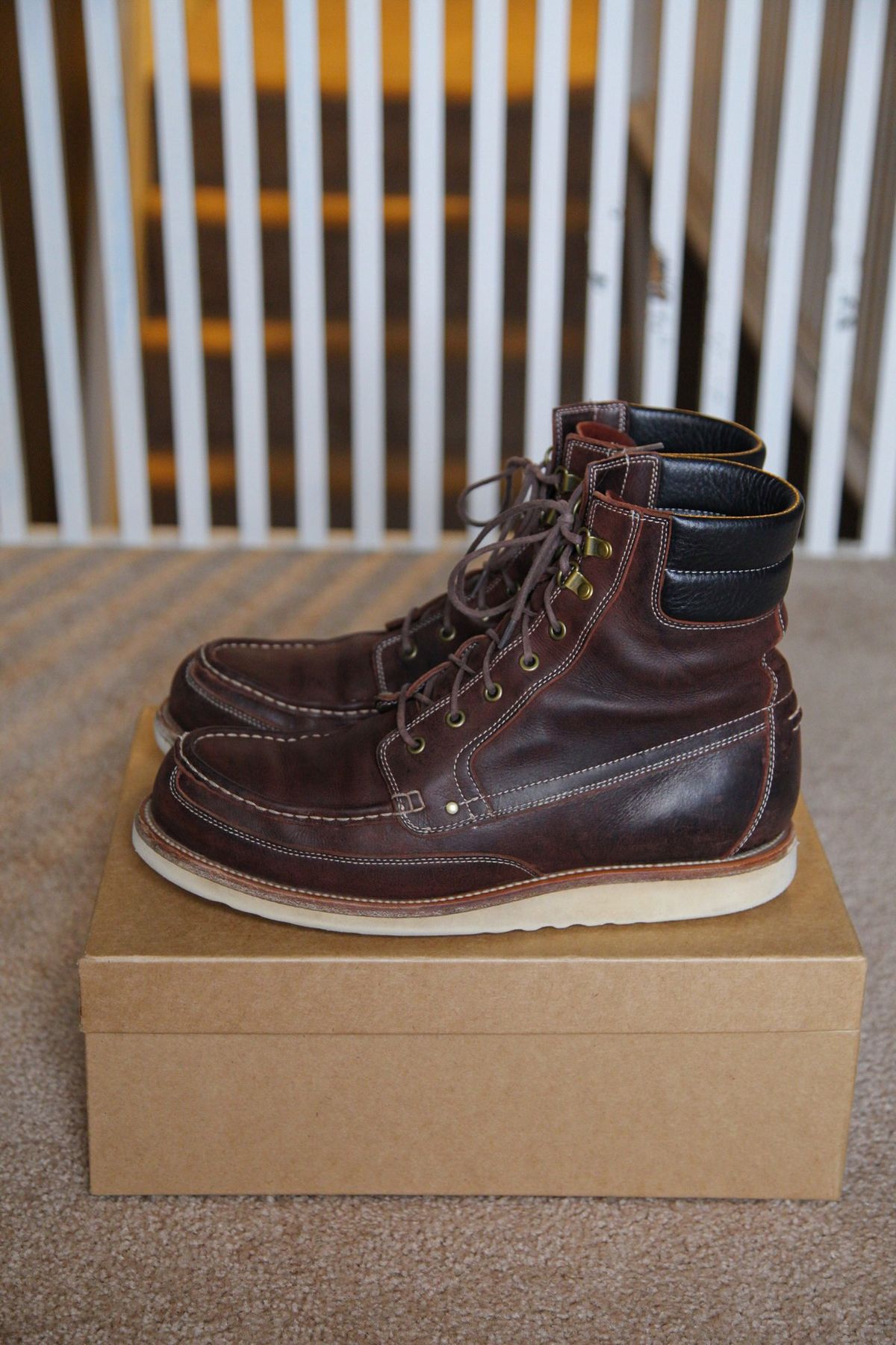 Photo by evknee on March 2, 2023 of the Grant Stone Field Boot in C.F. Stead Dark Burgundy Classic Kudu.