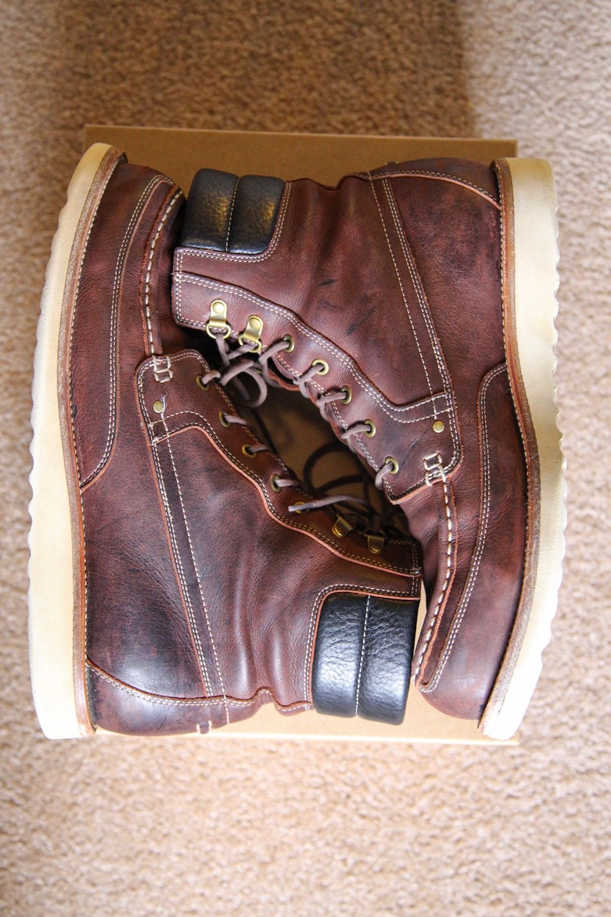 Photo by evknee on March 2, 2023 of the Grant Stone Field Boot in C.F. Stead Dark Burgundy Classic Kudu.