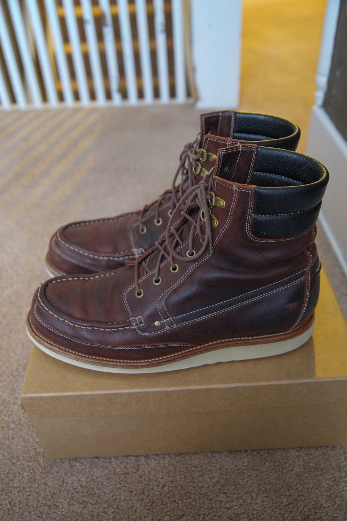 Photo by evknee on April 5, 2023 of the Grant Stone Field Boot in C.F. Stead Dark Burgundy Classic Kudu.