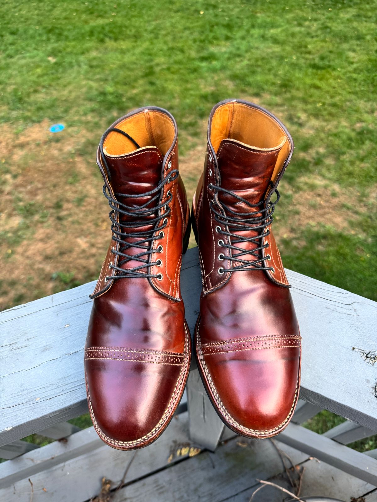 Photo by bigbadboots on October 1, 2025 of the Viberg Service Boot BCT in Horween Garnet Shell Cordovan.