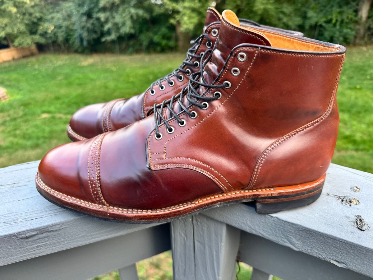 Photo by bigbadboots on October 1, 2025 of the Viberg Service Boot BCT in Horween Garnet Shell Cordovan.