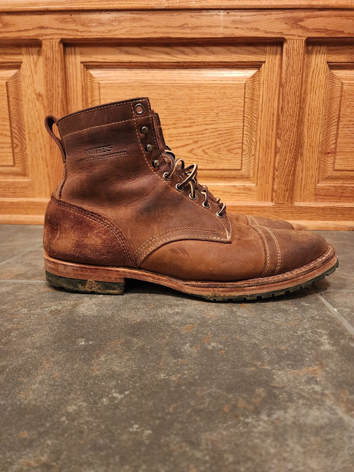 Photo by ChrisreedTN on January 6, 2023 of the White's MP-Sherman Toe Cap in Unknown Leather.