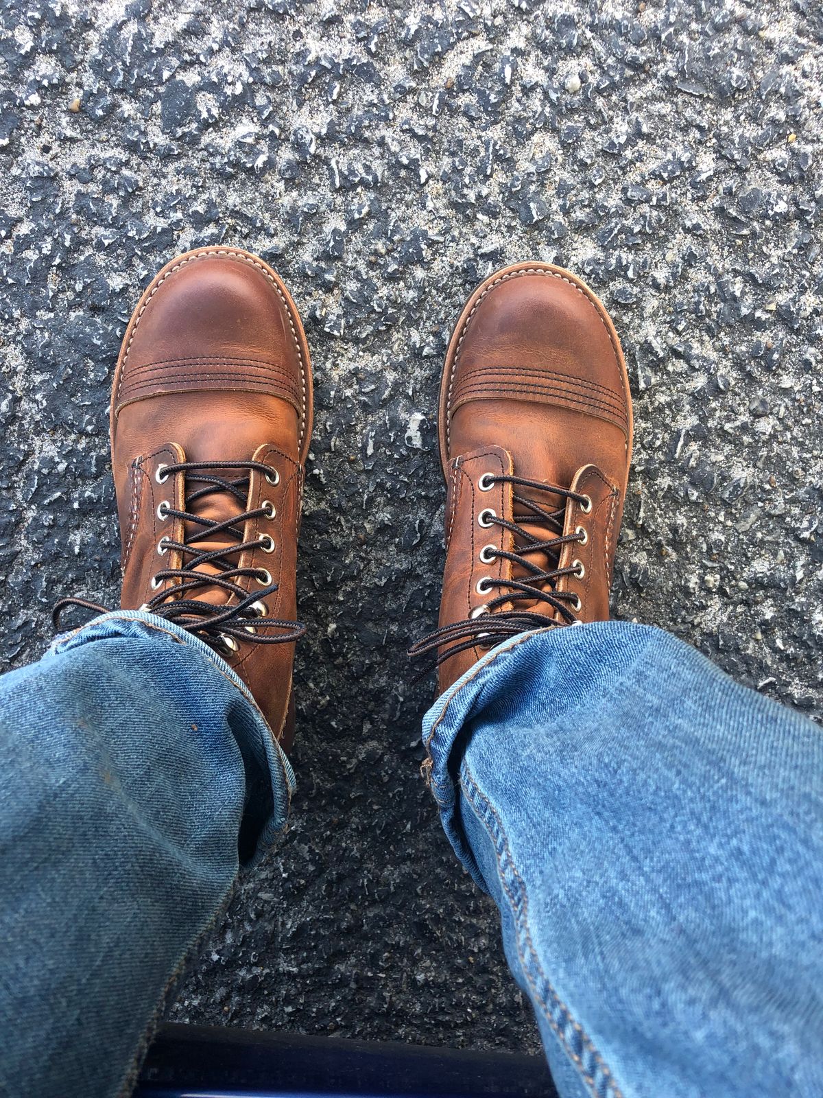 Photo by FrankBeStone on January 28, 2023 of the Red Wing Iron Ranger in S.B. Foot Copper Rough and Tough.