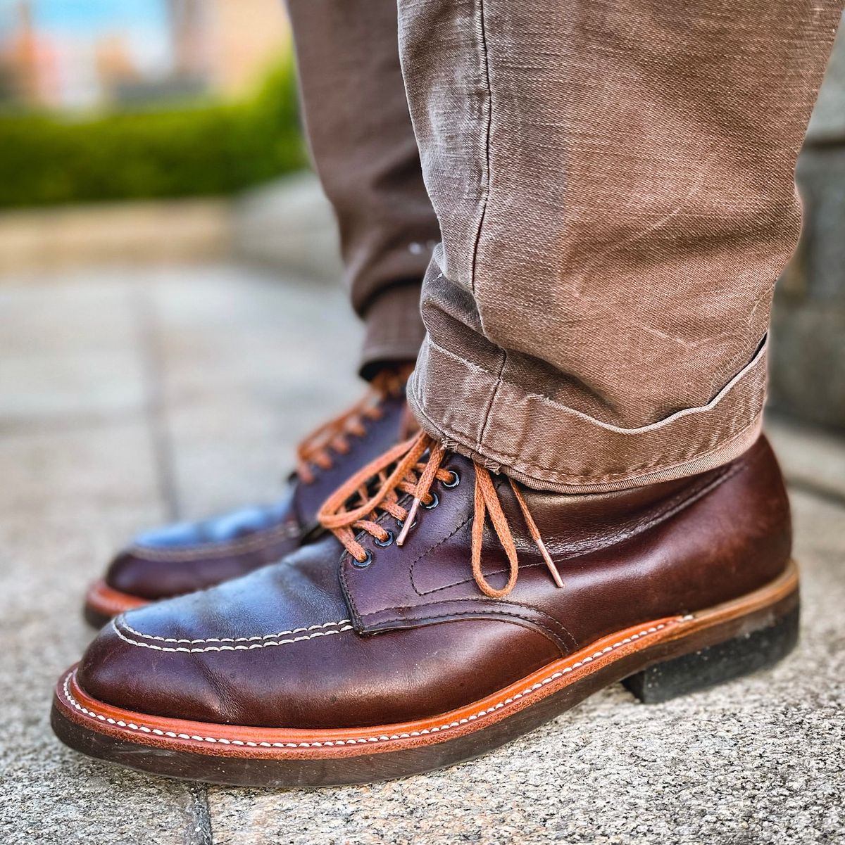 Photo by NeverGoneCG on October 9, 2021 of the Alden Indy Boot in Horween Brown Chromexcel.