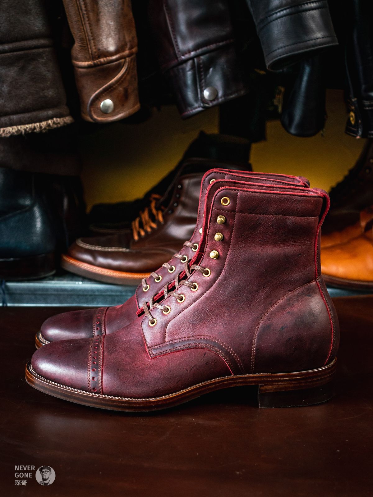 Photo by NeverGoneCG on October 1, 2023 of the WM1978 Paratrooper Boots in C.F. Stead Brick Kudu.