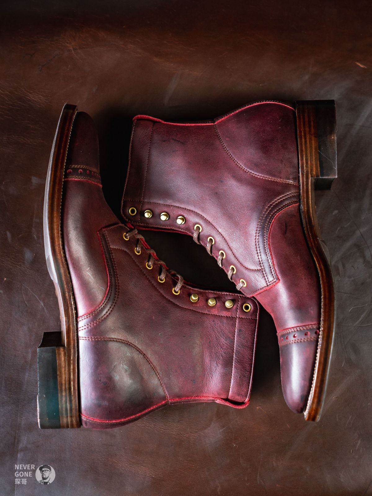 Photo by NeverGoneCG on October 1, 2023 of the WM1978 Paratrooper Boots in C.F. Stead Brick Kudu.