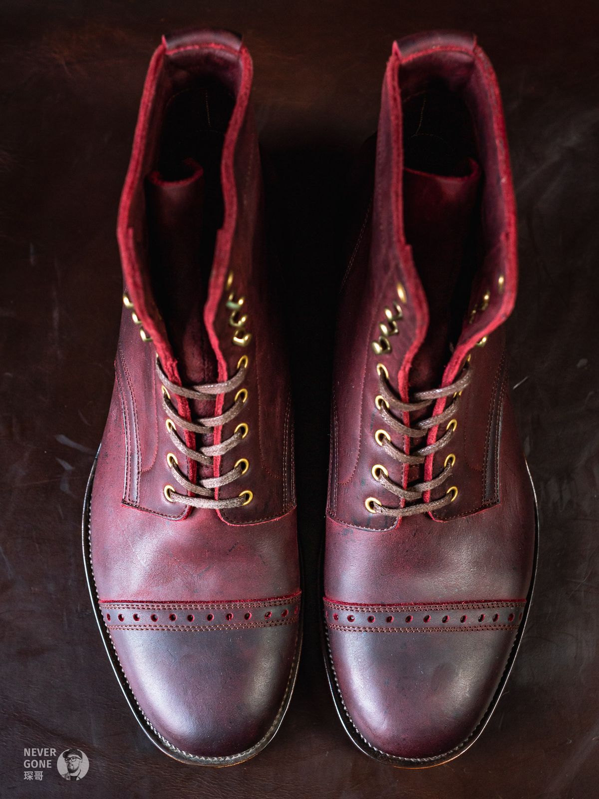 Photo by NeverGoneCG on October 1, 2023 of the WM1978 Paratrooper Boots in C.F. Stead Brick Kudu.