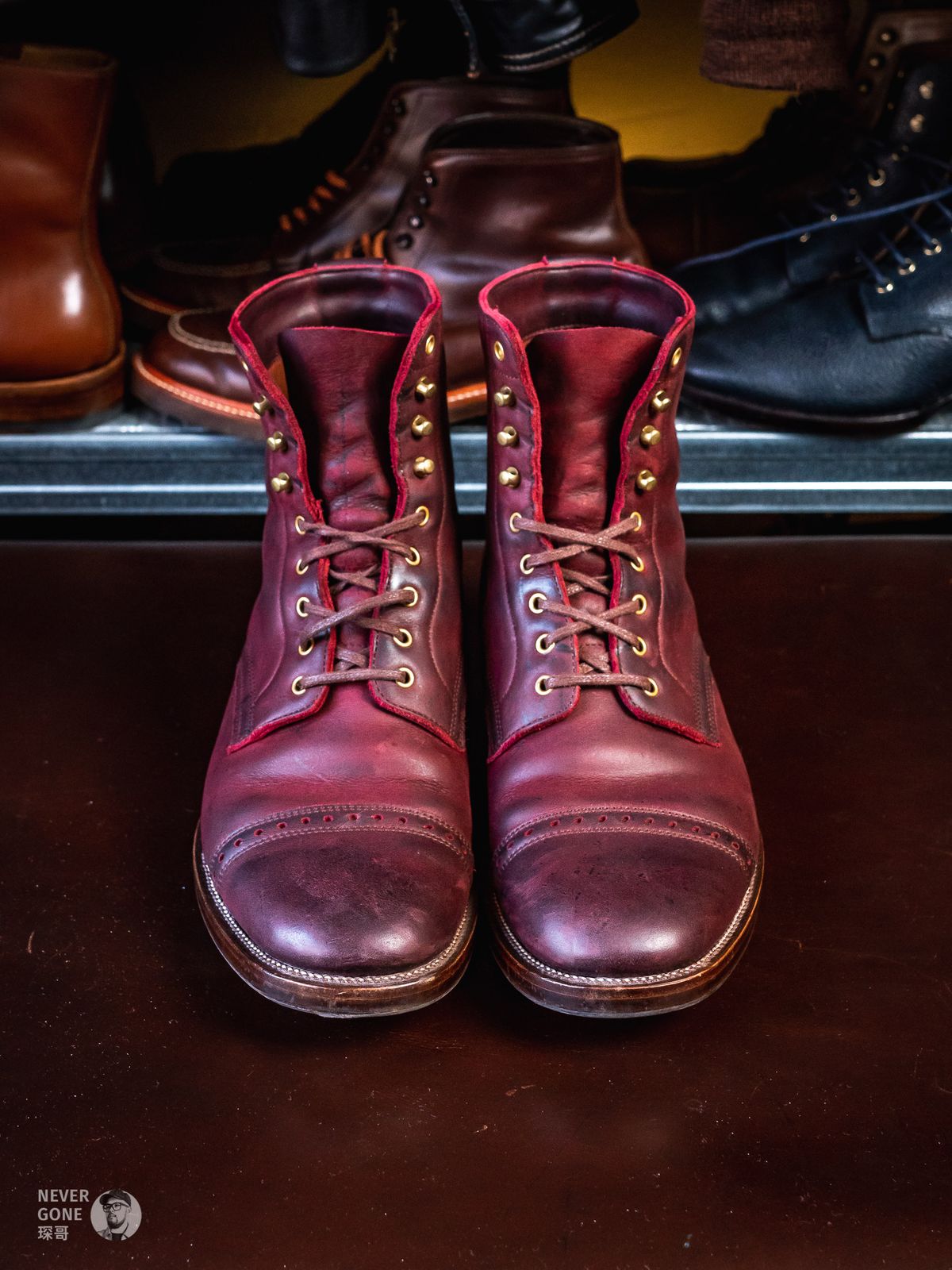 Photo by NeverGoneCG on November 1, 2023 of the WM1978 Paratrooper Boots in C.F. Stead Brick Kudu.