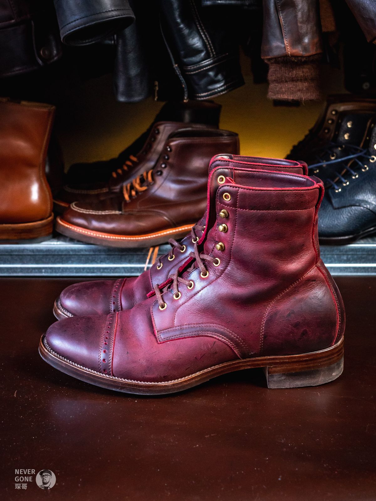 Photo by NeverGoneCG on November 1, 2023 of the WM1978 Paratrooper Boots in C.F. Stead Brick Kudu.
