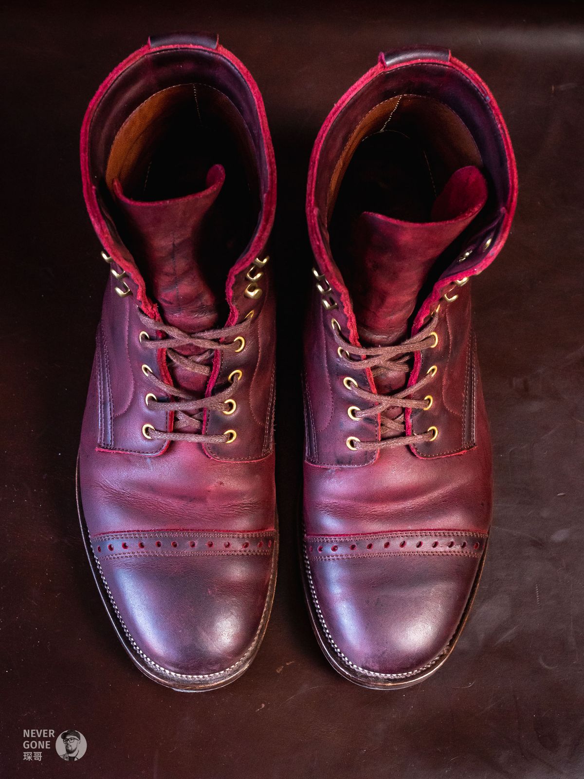 Photo by NeverGoneCG on November 1, 2023 of the WM1978 Paratrooper Boots in C.F. Stead Brick Kudu.