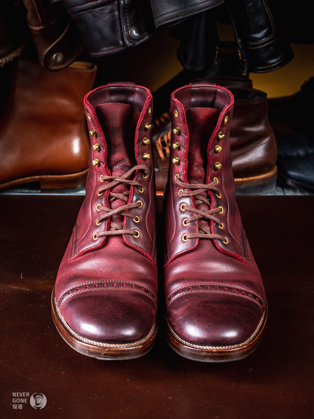 Photo by NeverGoneCG on December 1, 2023 of the WM1978 Paratrooper Boots in C.F. Stead Brick Kudu.