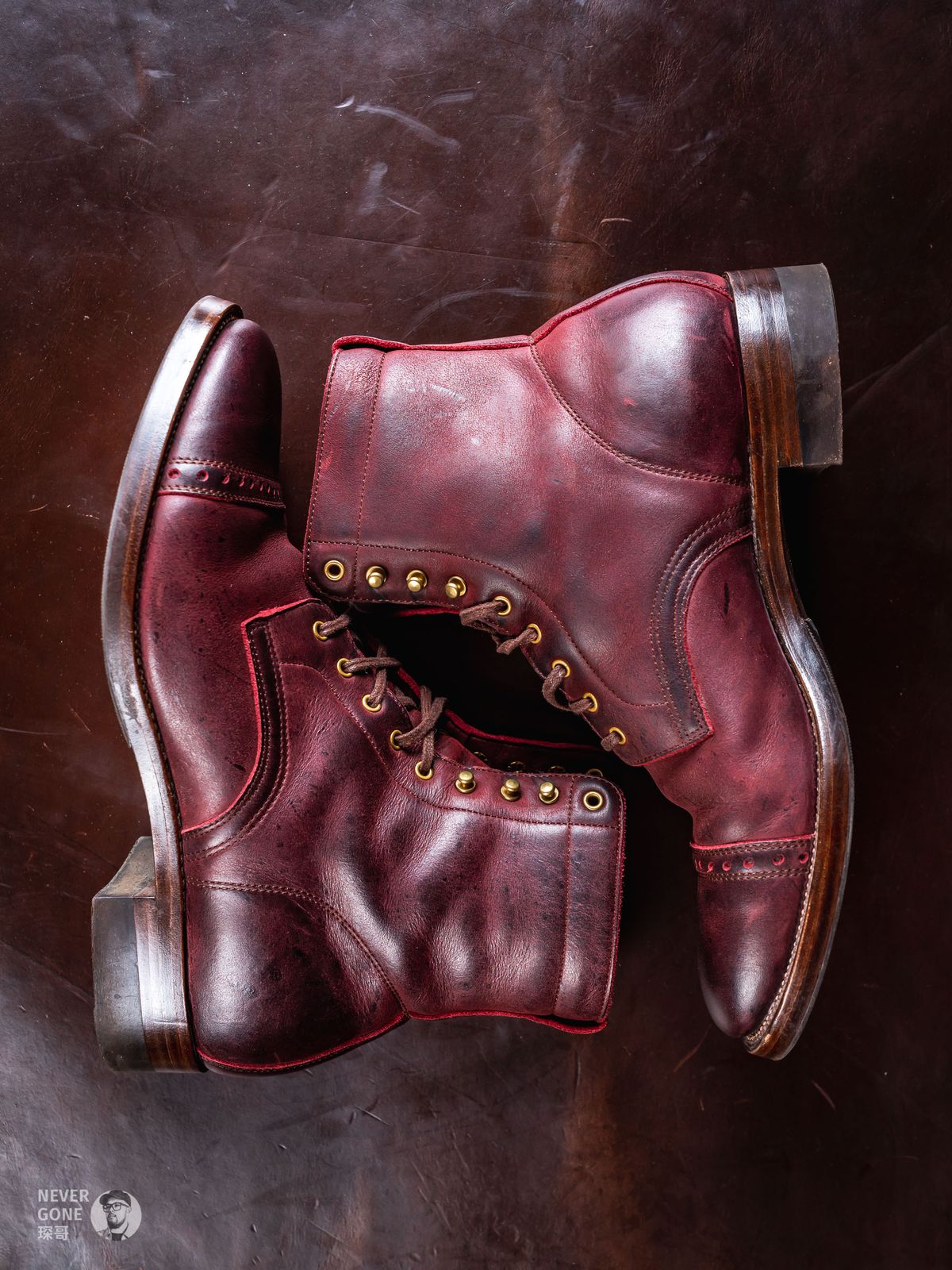 Photo by NeverGoneCG on December 1, 2023 of the WM1978 Paratrooper Boots in C.F. Stead Brick Kudu.