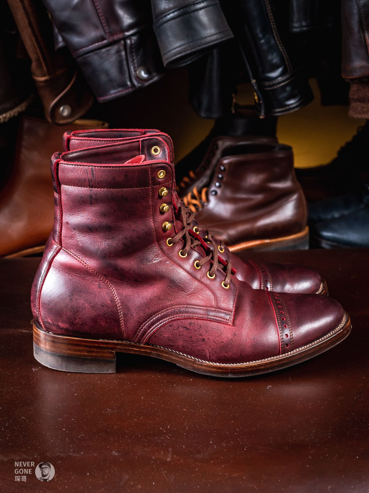 Photo by NeverGoneCG on December 1, 2023 of the WM1978 Paratrooper Boots in C.F. Stead Brick Kudu.