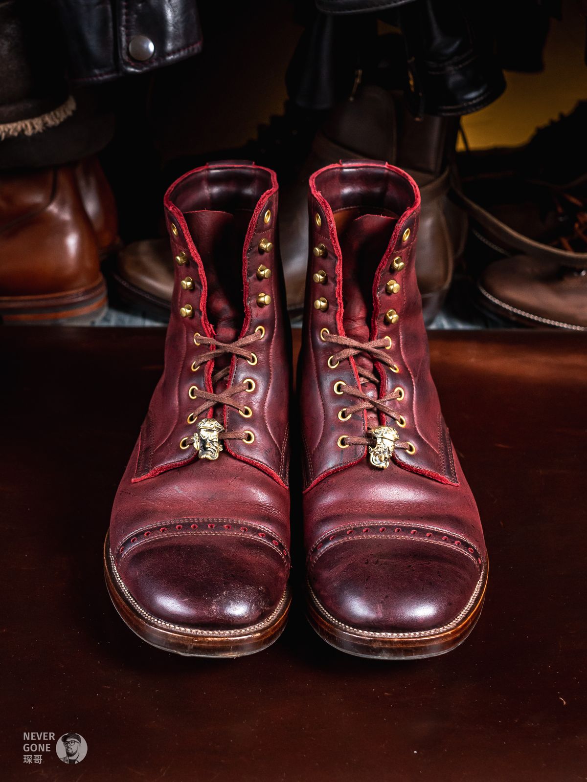 Photo by NeverGoneCG on April 3, 2024 of the WM1978 Paratrooper Boots in C.F. Stead Brick Kudu.