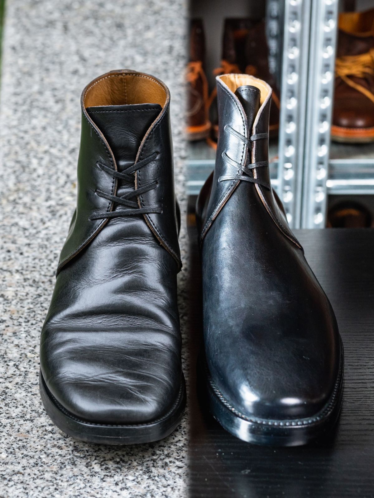 Photo by NeverGoneCG on April 7, 2023 of the XBXS George Boots in Guidi Black Horsehide.