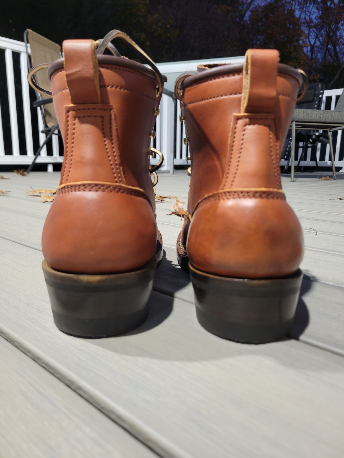 Photo by cherninHVAC on November 5, 2024 of the Frank's Boots Wilshire in Wickett & Craig Chestnut English Bridle.