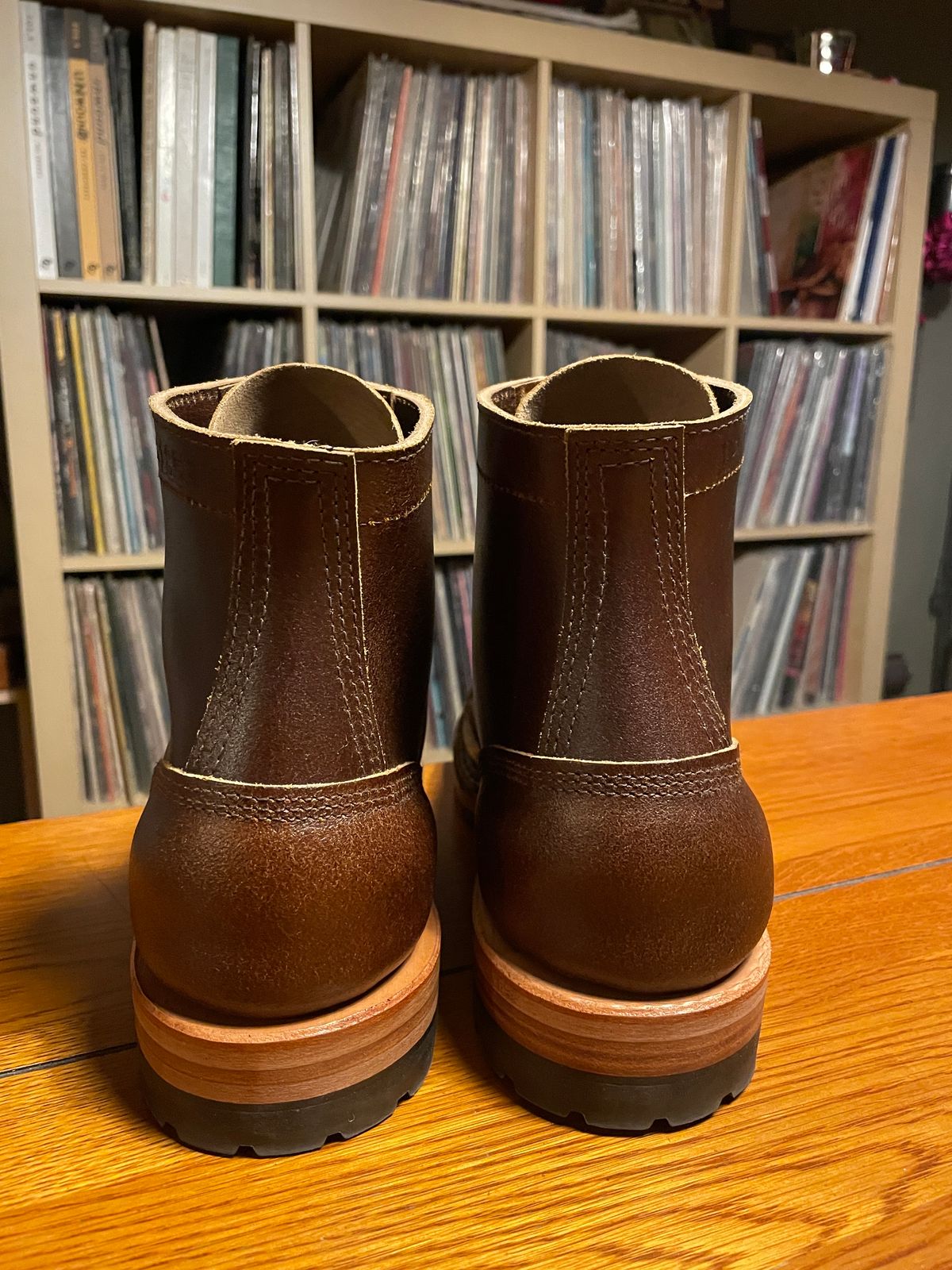 Photo by nucleardelorean on November 9, 2023 of the White's MP-Sherman Toe Cap in Horween Cinnamon Waxed Flesh.