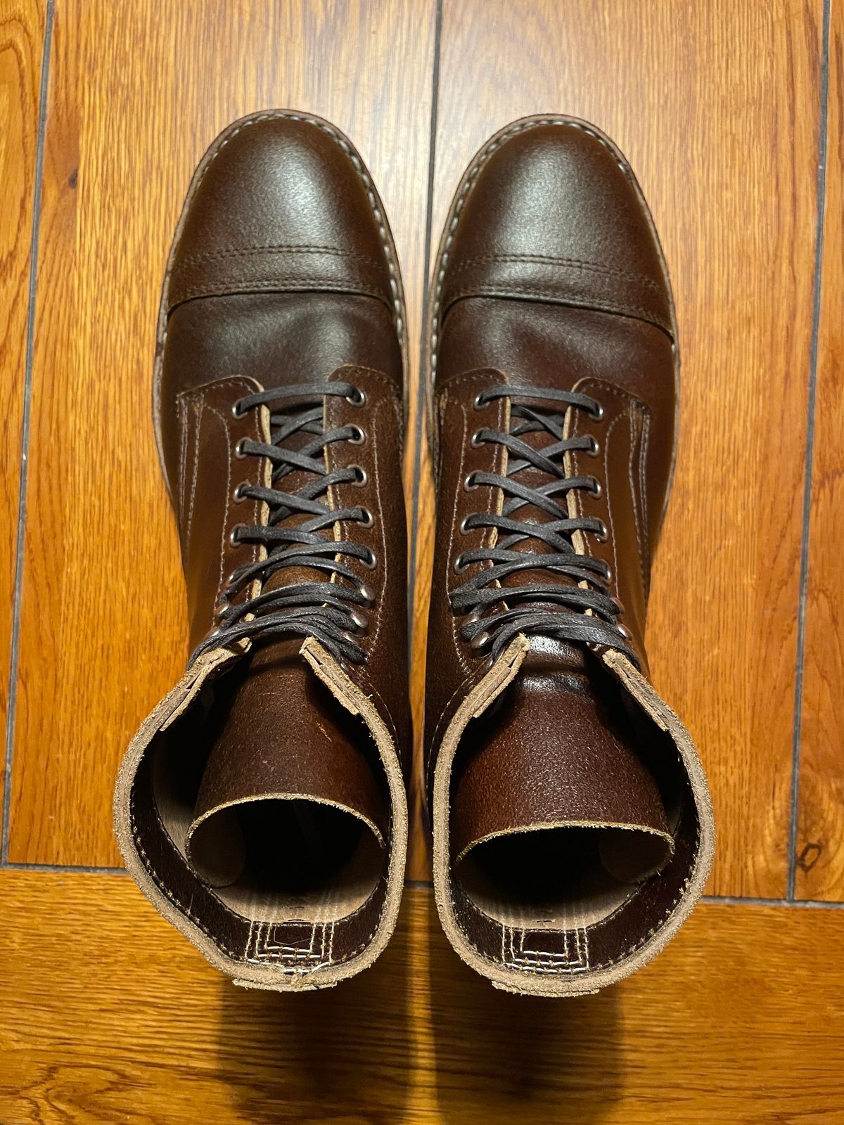 Photo by nucleardelorean on November 9, 2023 of the White's MP-Sherman Toe Cap in Horween Cinnamon Waxed Flesh.