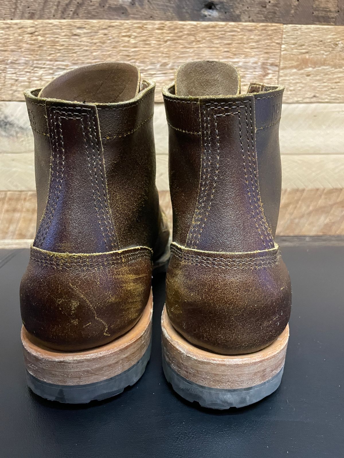 Photo by nucleardelorean on March 6, 2024 of the White's MP-Sherman Toe Cap in Horween Cinnamon Waxed Flesh.