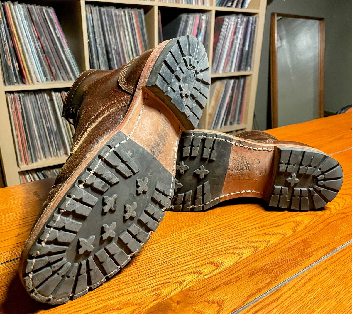 Photo by nucleardelorean on April 6, 2024 of the White's MP-Sherman Toe Cap in Horween Cinnamon Waxed Flesh.