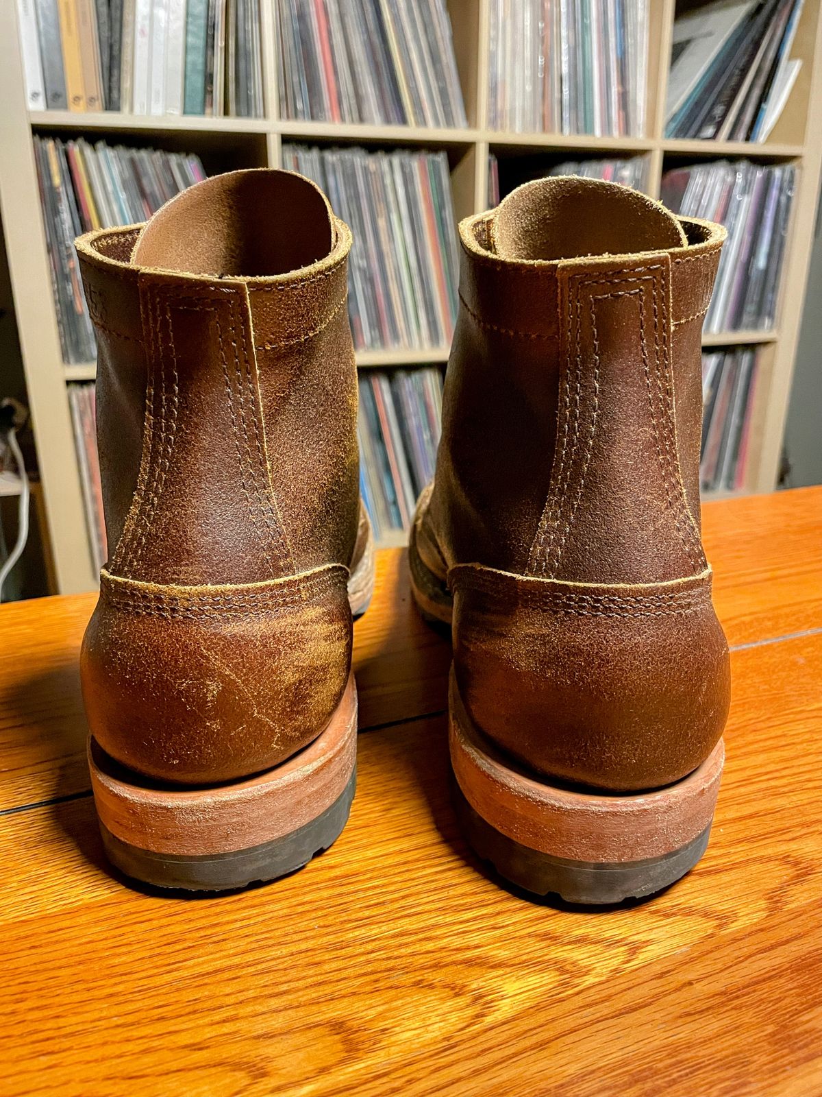 Photo by nucleardelorean on April 6, 2024 of the White's MP-Sherman Toe Cap in Horween Cinnamon Waxed Flesh.