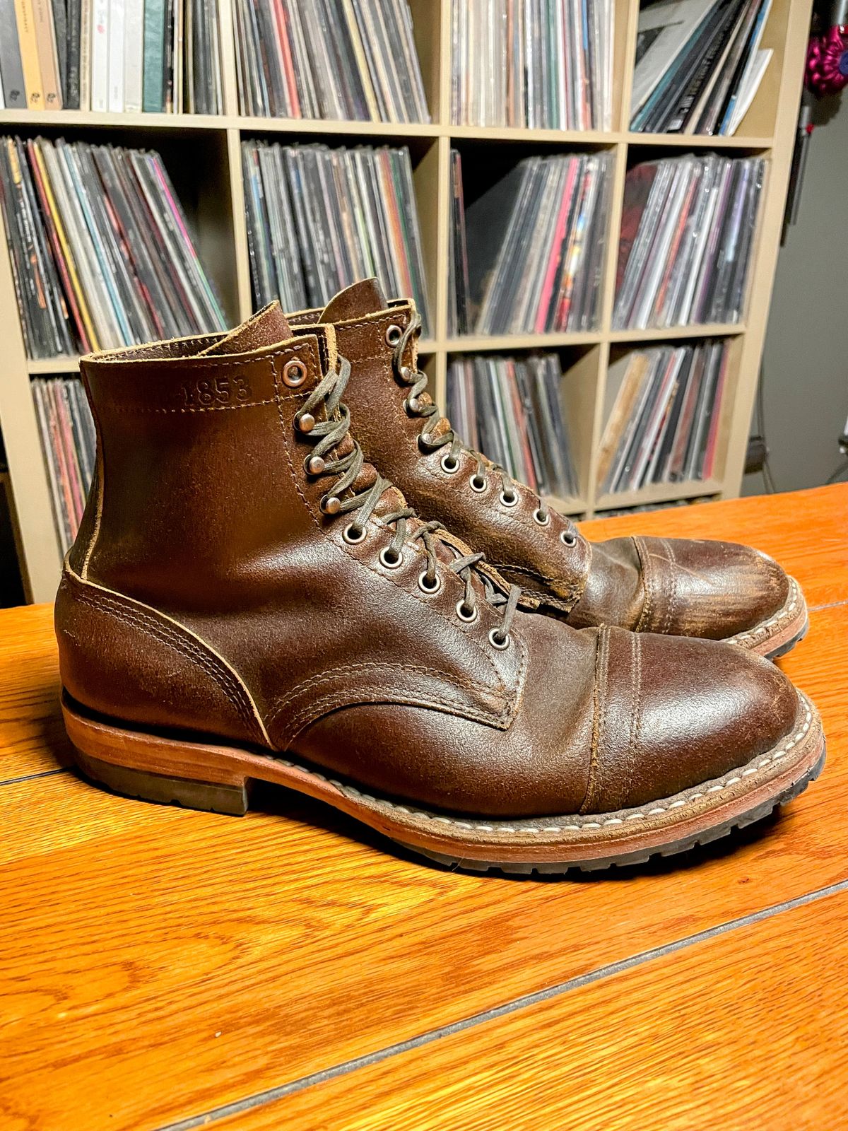 Photo by nucleardelorean on April 6, 2024 of the White's MP-Sherman Toe Cap in Horween Cinnamon Waxed Flesh.