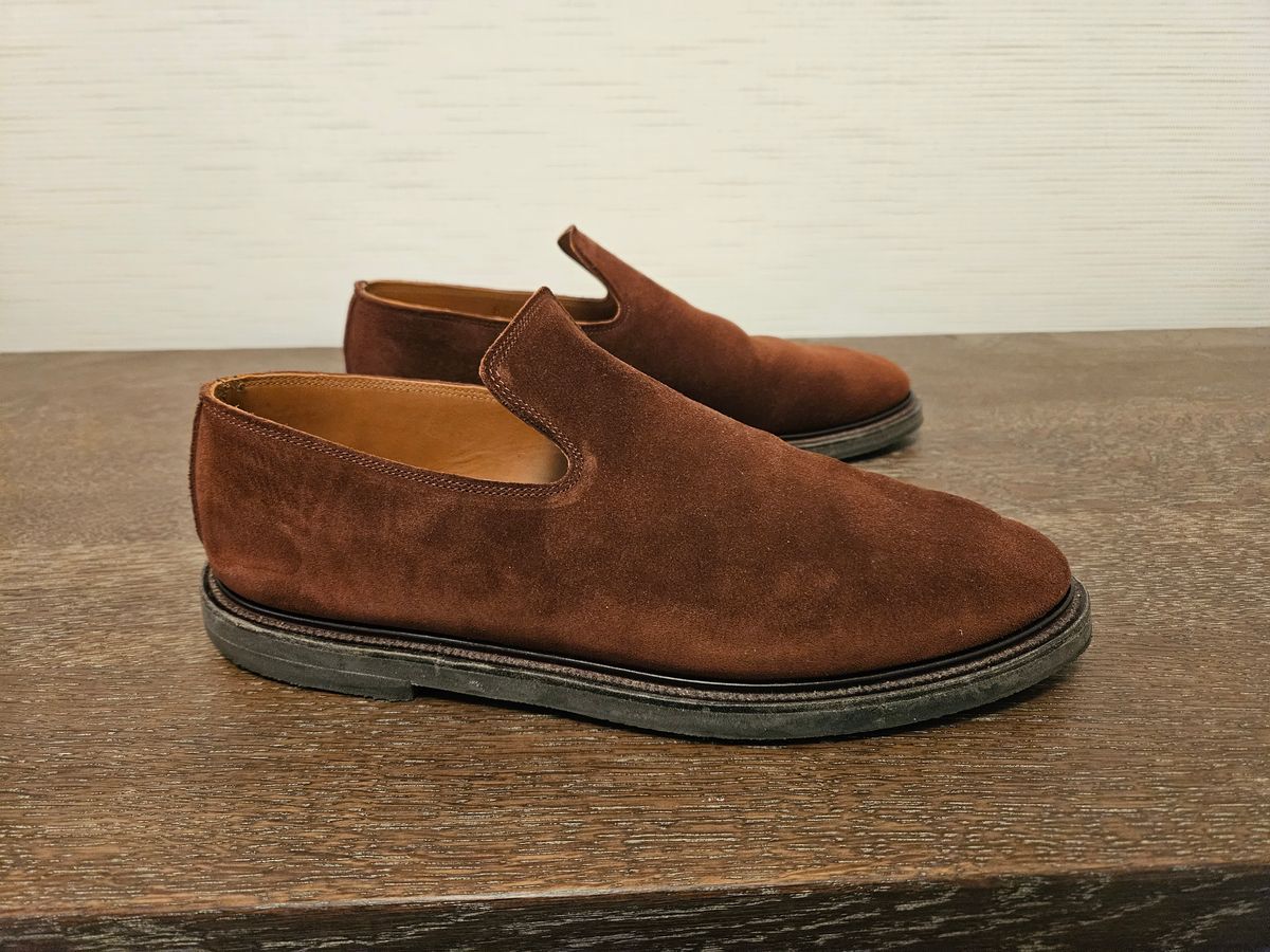 Photo by sixstringsmash on December 5, 2023 of the Viberg Slipper in Terre Calf Suede.