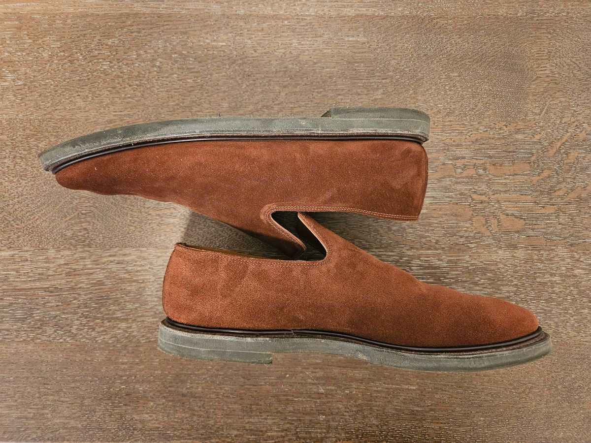 Photo by sixstringsmash on December 5, 2023 of the Viberg Slipper in Terre Calf Suede.