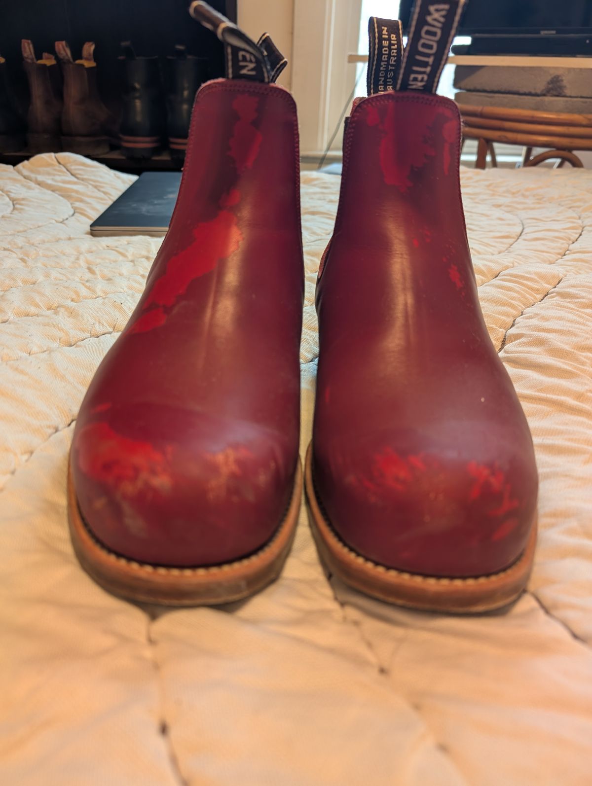 Photo by ninjagin on April 3, 2025 of the Wootten Jack Gusset in Bowden Red.